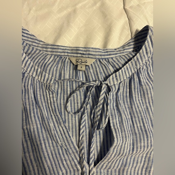 Rails $188 Caterina Top Blue White Sanibel Stripe Linen Blend Blouse Size Small - Picture 5 of 11